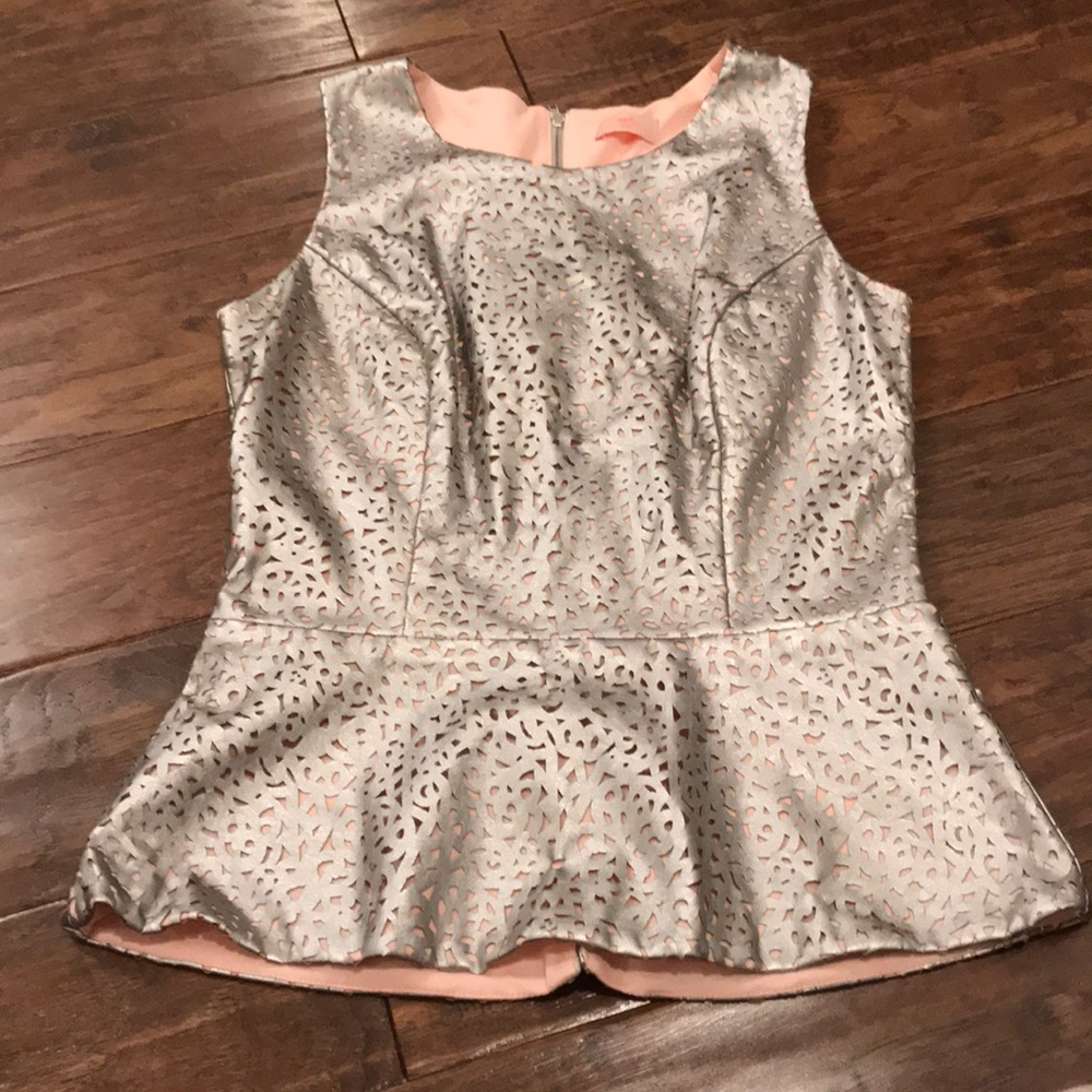 Nell peplum lined top silver size small